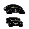 Picture of MGP 4 Caliper Covers Engraved F & R Chevy Racing Black Finish Silver Char 2019 Chevrolet Bolt EV