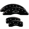 Picture of MGP 4 Caliper Covers Engraved Front & Rear Bowtie Black Finish Silver Char 2019 Chevrolet Traverse