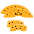 Picture of MGP 4 Caliper Covers Engraved Front & Rear Bowtie Yellow Finish Black Char 2019 Chevrolet Traverse