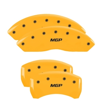 Picture of MGP 4 Caliper Covers Engraved Front & Rear MGP Yellow Finish Black Char 2014 Toyota Tundra