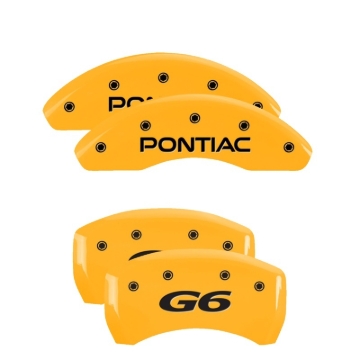 Picture of MGP 4 Caliper Covers Engraved Front Pontiac Rear G6 Yellow Finish Black Char 2007 Pontiac G5