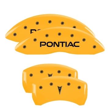 Picture of MGP 4 Caliper Covers Engraved Front Pontiac Rear Arrow Yellow Finish Blk Char 2001 Pontiac Firebird