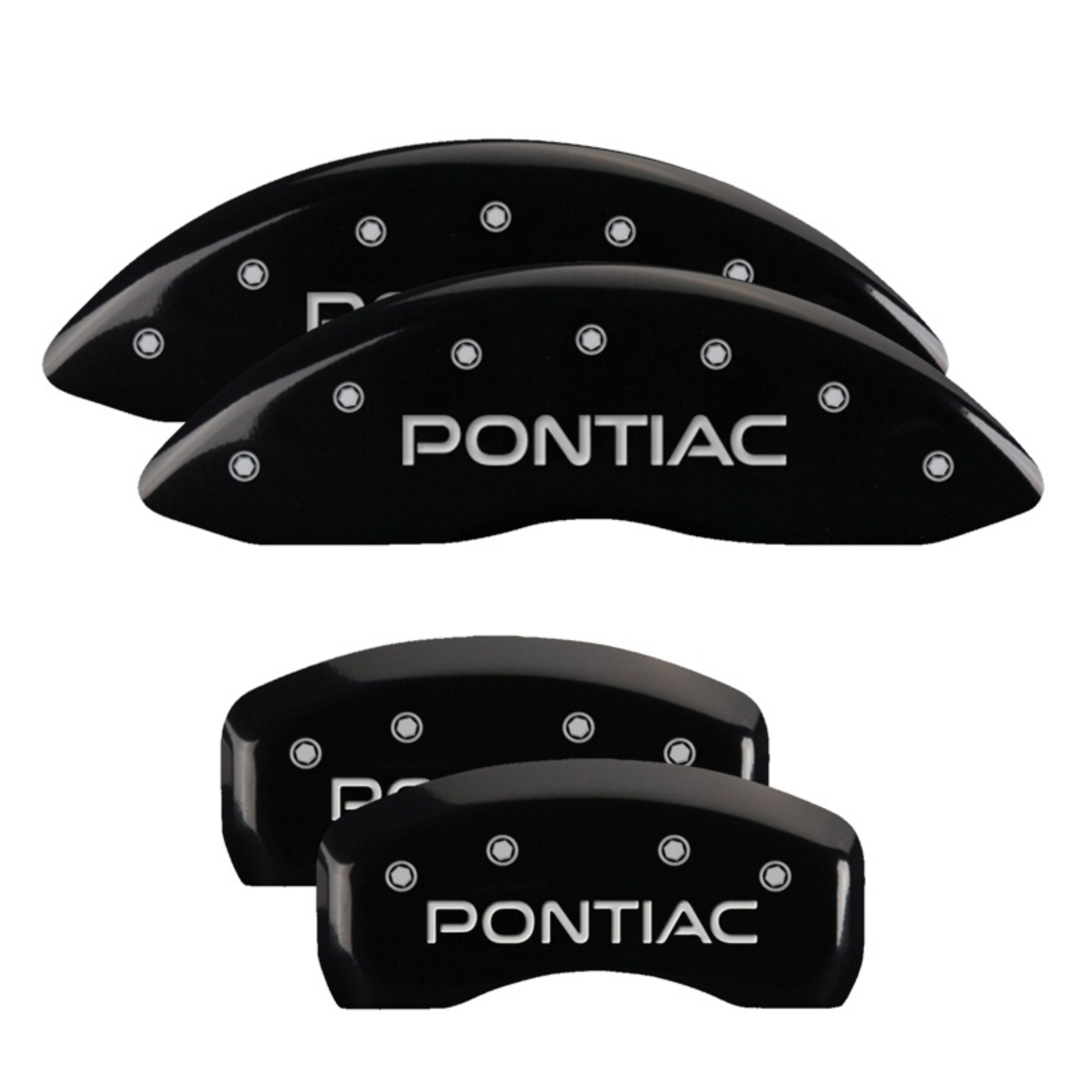 Picture of MGP 4 Caliper Covers Engraved Front & Rear Pontiac Black Finish Silver Char 2004 Pontiac GTO