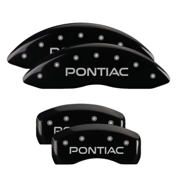 Picture of MGP 4 Caliper Covers Engraved Front & Rear Pontiac Black Finish Silver Char 2004 Pontiac GTO