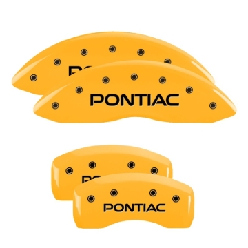 Picture of MGP 4 Caliper Covers Engraved Front & Rear Pontiac Yellow Finish Black Char 2004 Pontiac Bonneville