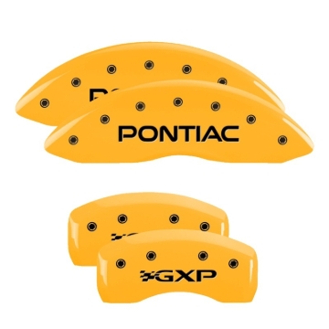 Picture of MGP 4 Caliper Covers Engraved Front Pontiac Rear Gxp Yellow Finish Blk Char 2005 Pontiac Bonneville
