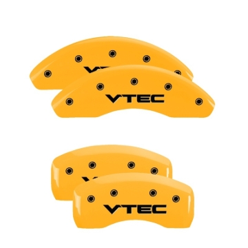 Picture of MGP 4 Caliper Covers Engraved Front & Rear Vtech Yellow Finish Black Char 1998 Honda Prelude