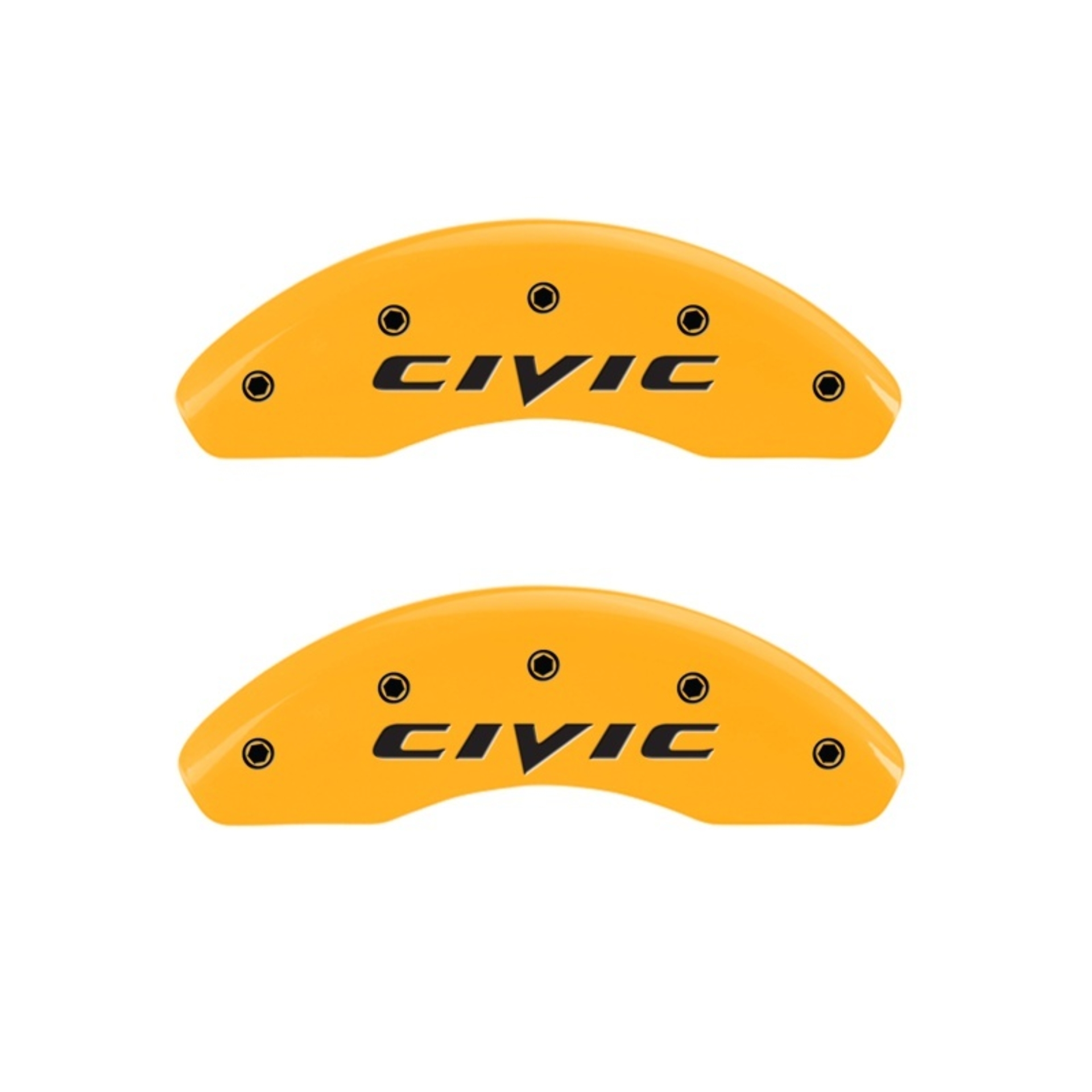 Picture of MGP 2 Caliper Covers Engraved Front 2015/Civic Yellow Finish Black Char 2011 Honda Civic