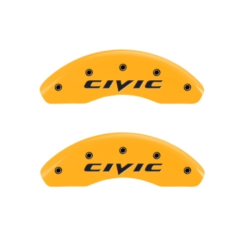 Picture of MGP 2 Caliper Covers Engraved Front 2015/Civic Yellow Finish Black Char 2011 Honda Civic