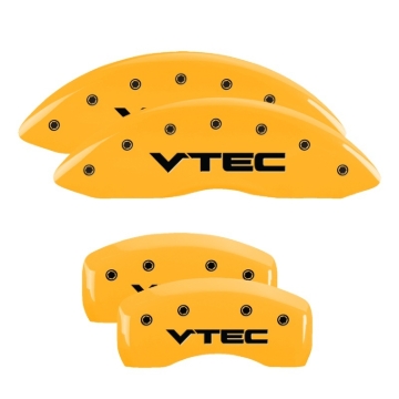 Picture of MGP 4 Caliper Covers Engraved Front & Rear Vtech Yellow Finish Black Char 2009 Honda Ridgeline