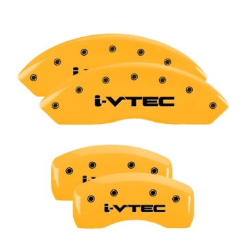 Picture of MGP 4 Caliper Covers Engraved Front & Rear I-Vtec Yellow Finish Black Char 2007 Honda Accord