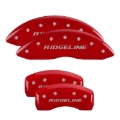 Picture of MGP 4 Caliper Covers Engraved Front & Rear Ridgeline Red Finish Silver Char 2017 Honda Ridgeline