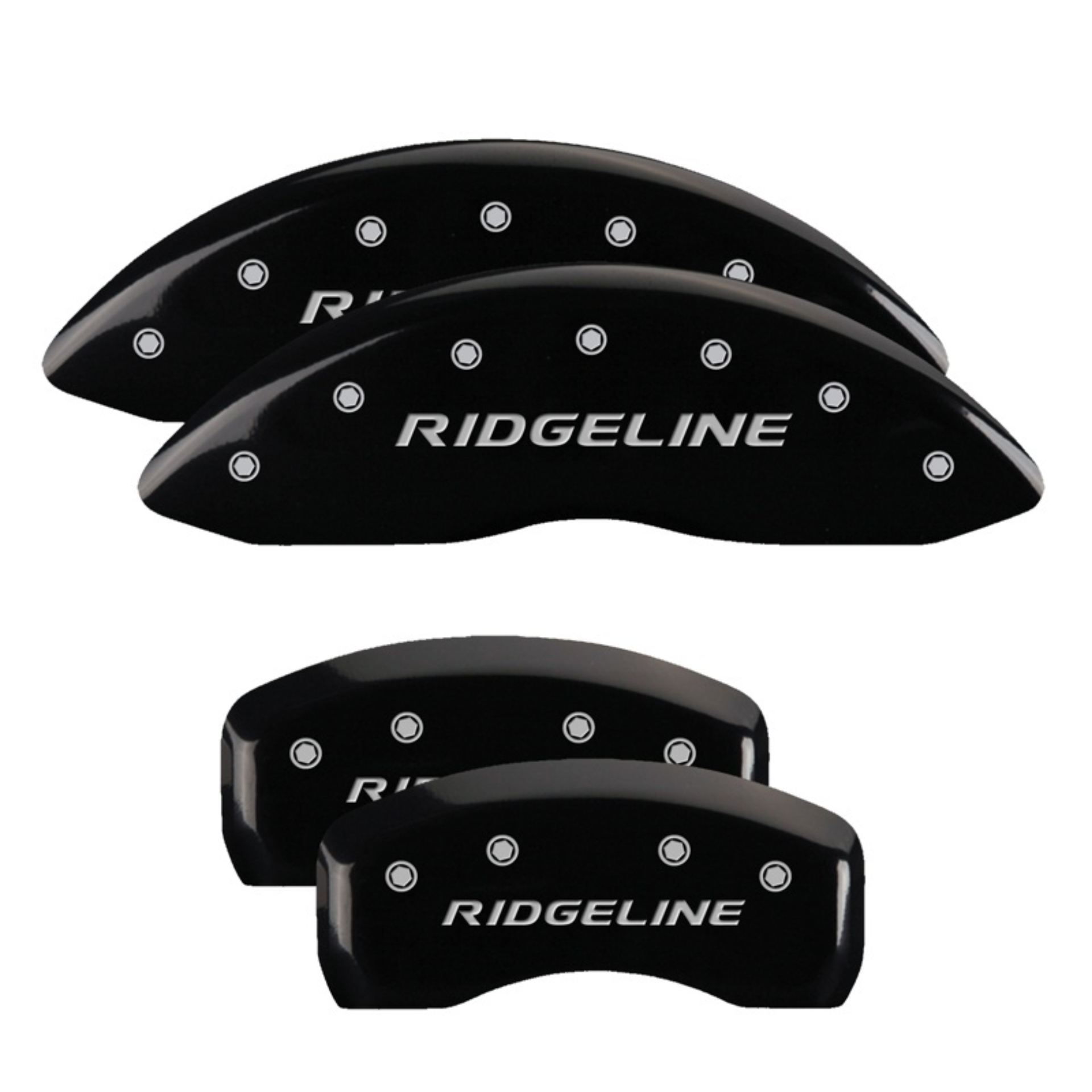 Picture of MGP 4 Caliper Covers Engraved Front & Rear Ridgeline Black Finish Silver Char 2019 Honda Ridgeline