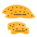 Picture of MGP 4 Caliper Covers Engraved Front & Rear Ridgeline Yellow Finish Black Char 2019 Honda Ridgeline
