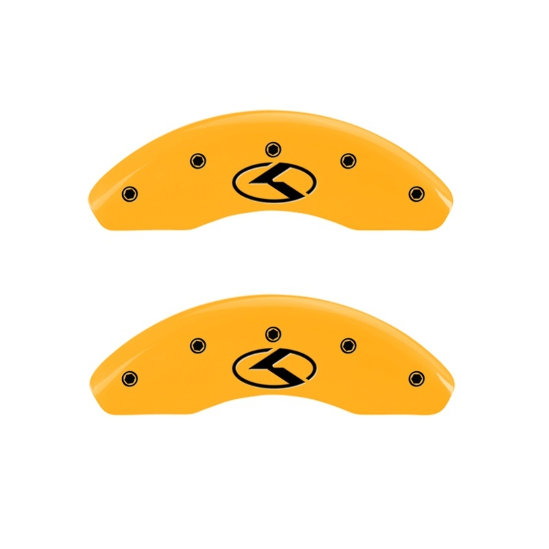 Picture of MGP 2 Caliper Covers Engraved Front Circle K/Kia Yellow Finish Black Char 2018 Kia Rio