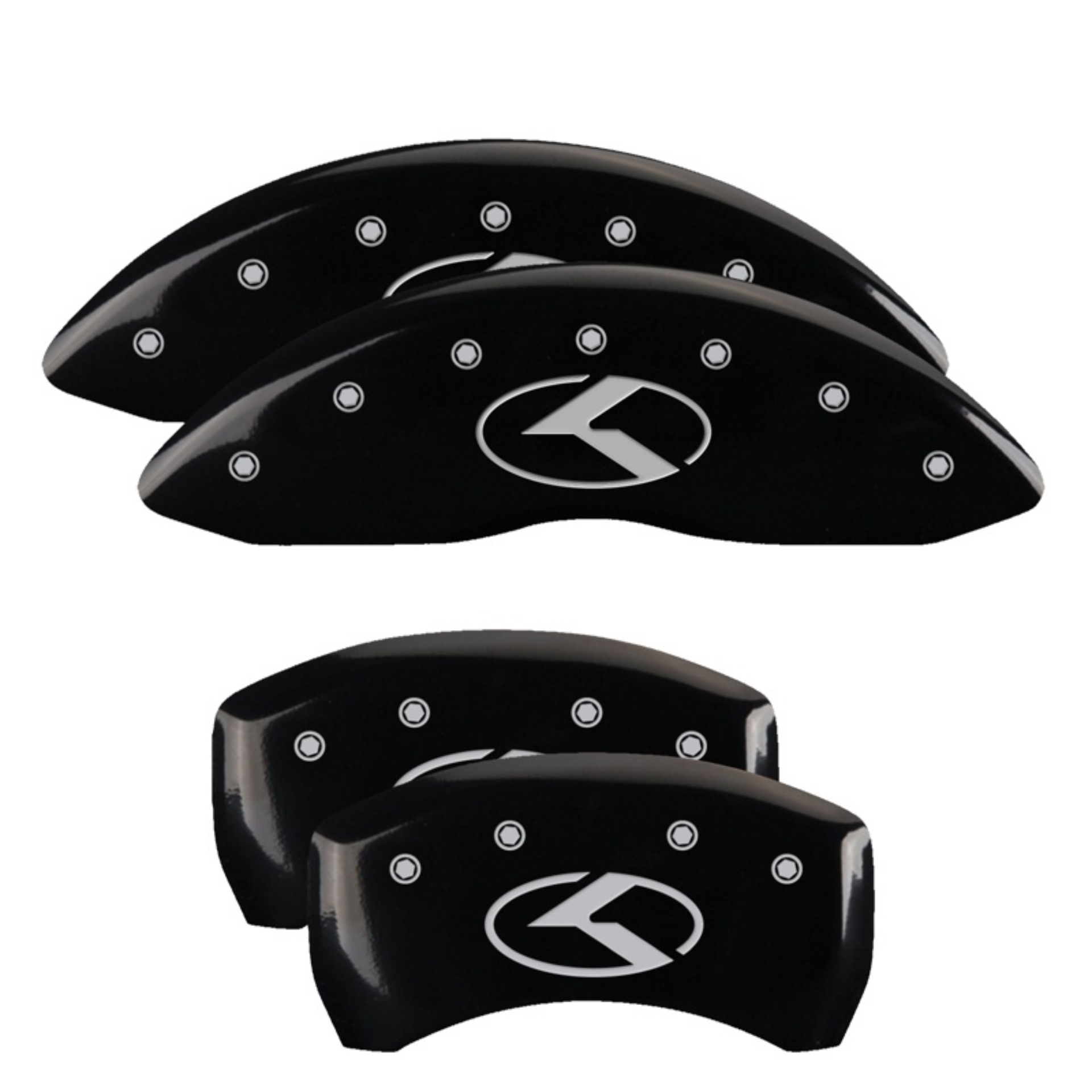 Picture of MGP 4 Caliper Covers Engraved Front & Rear Circle K/Kia Black Finish Silver Char 2018 Kia Stinger
