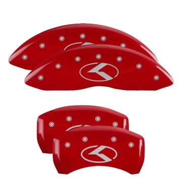 Picture of MGP 4 Caliper Covers Engraved Front & Rear Circle K/Kia Red Finish Silver Char 2018 Kia Stinger