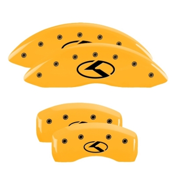 Picture of MGP 4 Caliper Covers Engraved Front & Rear Circle K/Kia Yellow Finish Black Char 2018 Kia Optima