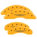 Picture of MGP 4 Caliper Covers Engraved F & R Chrysler Wing Yellow Finish Black Char 2004 Chrysler Pacifica