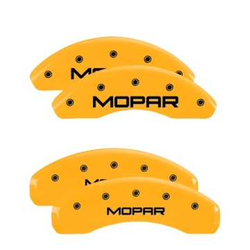 Picture of MGP 4 Caliper Covers Engraved Front & Rear Mopar Yellow Finish Black Char 1999 Chrysler Prowler