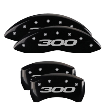 Picture of MGP 4 Caliper Covers Engraved Front & Rear 300/2017 Black Finish Silver Char 2014 Chrysler 300