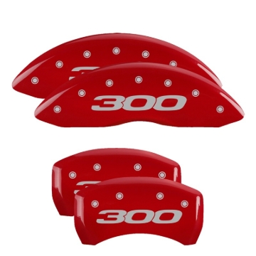 Picture of MGP 4 Caliper Covers Engraved Front & Rear 300/2017 Red Finish Silver Char 2014 Chrysler 300