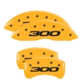 Picture of MGP 4 Caliper Covers Engraved Front & Rear 300/2017 Yellow Finish Black Char 2011 Chrysler 300