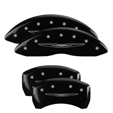 Picture of MGP 4 Caliper Covers Engraved F & R Chrysler Wing Black Finish Silver Char 2017 Chrysler Pacifica