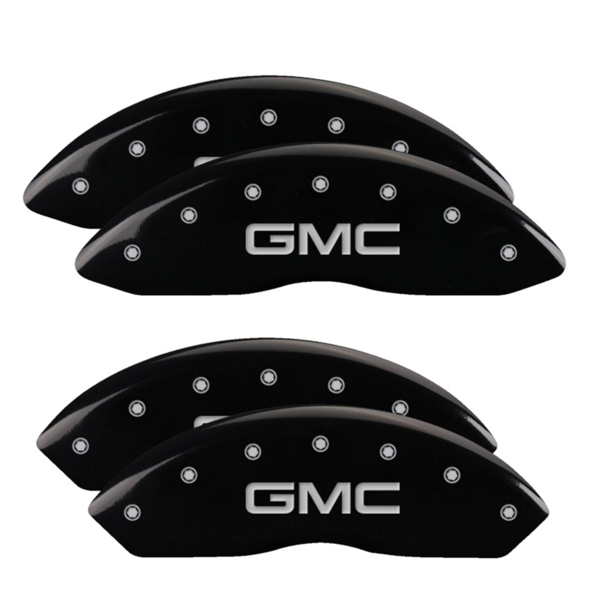 Picture of MGP 4 Caliper Covers Engraved Front & Rear GMC Black Finish Silver Char 2009 GMC Savana 2500