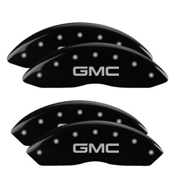 Picture of MGP 4 Caliper Covers Engraved Front & Rear GMC Black Finish Silver Char 2009 GMC Savana 2500