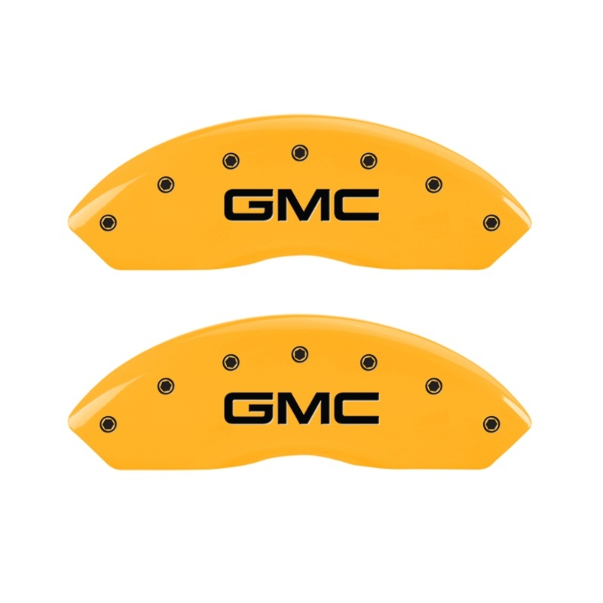 Picture of MGP 2 Caliper Covers Engraved Front GMC Yellow Finish Black Characters 1997 GMC Yukon