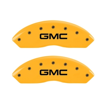 Picture of MGP 2 Caliper Covers Engraved Front GMC Yellow Finish Black Characters 1997 GMC Yukon