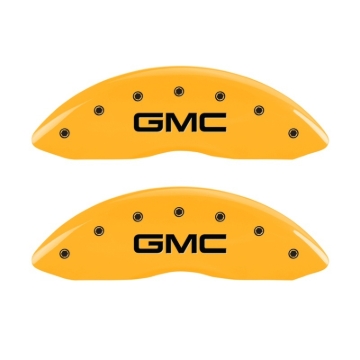 Picture of MGP 2 Caliper Covers Engraved Front GMC Yellow Finish Black Characters 2004 GMC Canyon