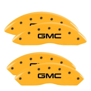 Picture of MGP 4 Caliper Covers Engraved Front & Rear GMC Yellow Finish Black Char 2016 GMC Savana 3500