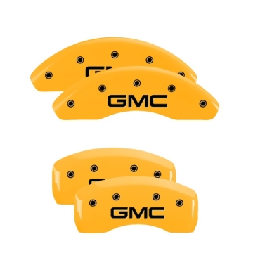 Picture of MGP 4 Caliper Covers Engraved Front & Rear GMC Yellow Finish Black Char 2018 GMC Terrain