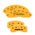 Picture of MGP 4 Caliper Covers Engraved Front Cadillac Rear SRX Yellow Finish Black Char 2006 Cadillac SRX
