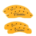 Picture of MGP 4 Caliper Covers Engraved F & R Cursive/Cadillac Yellow Finish Black Char 2007 Cadillac DTS