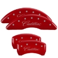 Picture of MGP 4 Caliper Covers Engraved Front & Rear Cursive/Cadillac Red Finish Silver Char 2016 Cadillac CT6