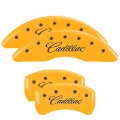 Picture of MGP 4 Caliper Covers Engraved F & R Cursive/Cadillac Yellow Finish Black Char 2017 Cadillac CT6