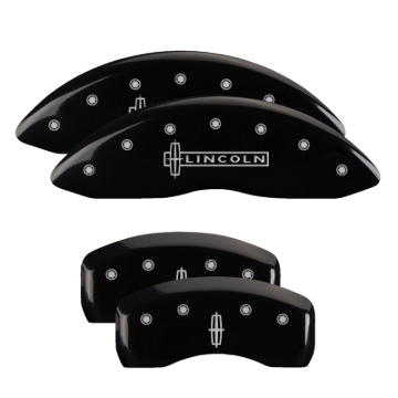 Picture of MGP 4 Caliper Covers Engraved Fr Lincoln Rr Star Logo Blk Finish Silver Char 18 Lincoln Continental