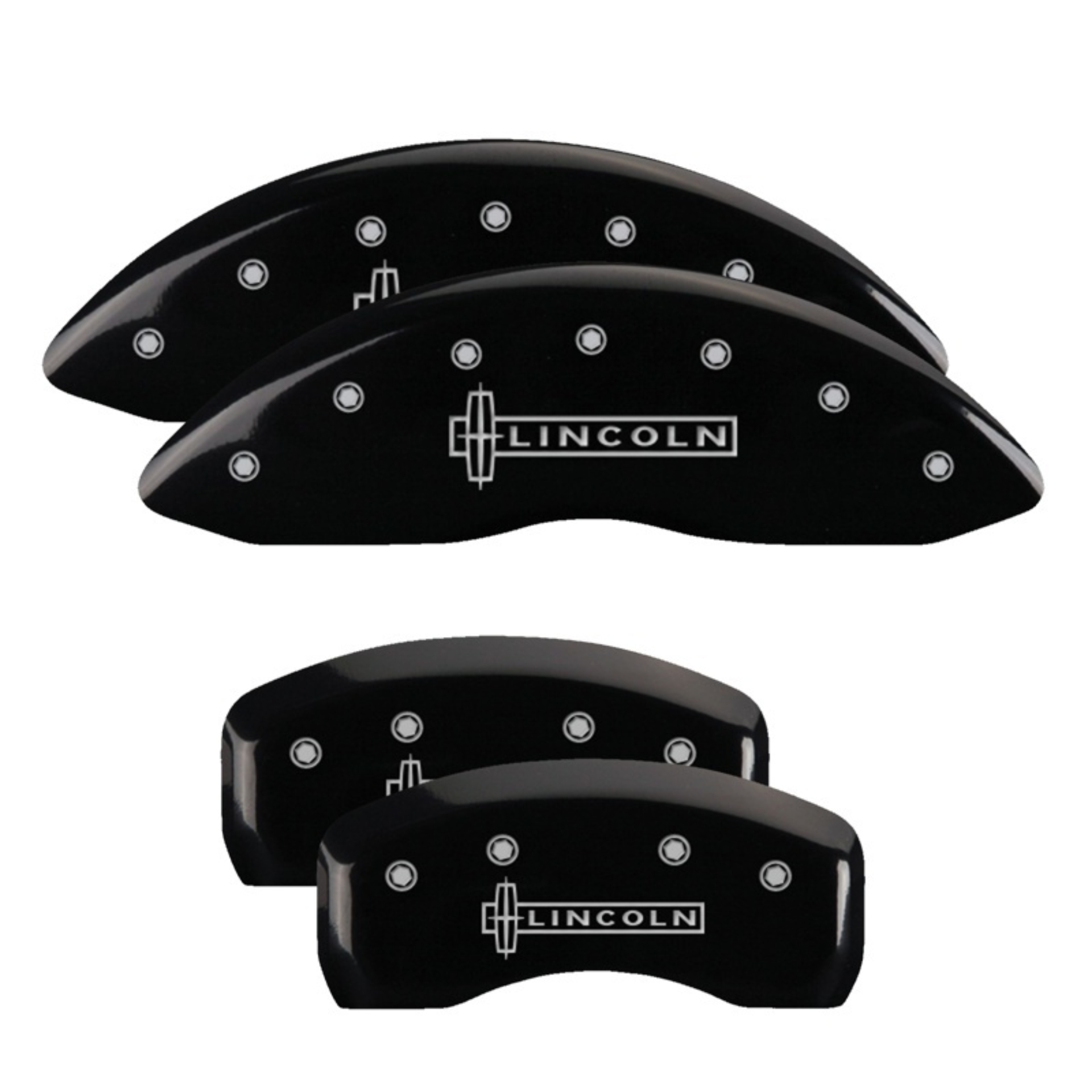 Picture of MGP 4 Caliper Covers Engraved Front & Rear Lincoln Black Finish Silver Char 2017 Lincoln Continental