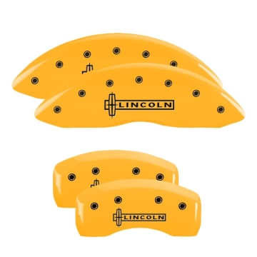 Picture of MGP 4 Caliper Covers Engraved Front & Rear Lincoln Yellow Finish Black Char 2017 Lincoln Continental