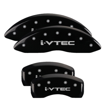 Picture of MGP 4 Caliper Covers Engraved Front & Rear I-Vtec Black Finish Silver Char 2016 Acura ILX