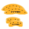 Picture of MGP 4 Caliper Covers Engraved Front & Rear I-Vtec Yellow Finish Black Char 2017 Acura ILX