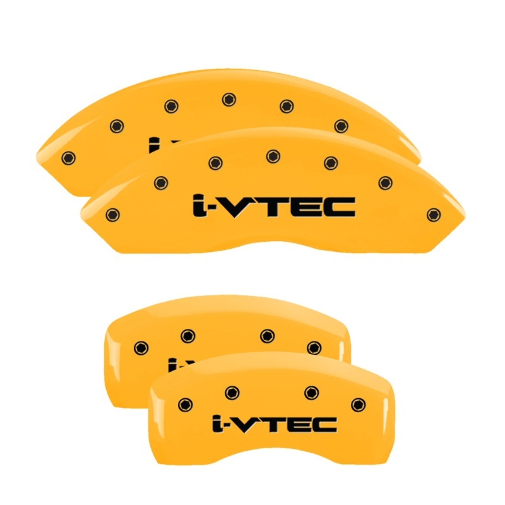 Picture of MGP 4 Caliper Covers Engraved Front & Rear I-Vtec Yellow Finish Black Char 2017 Acura RDX