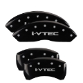 Picture of MGP 4 Caliper Covers Engraved Front & Rear I-Vtec Black Finish Silver Char 2019 Acura RDX