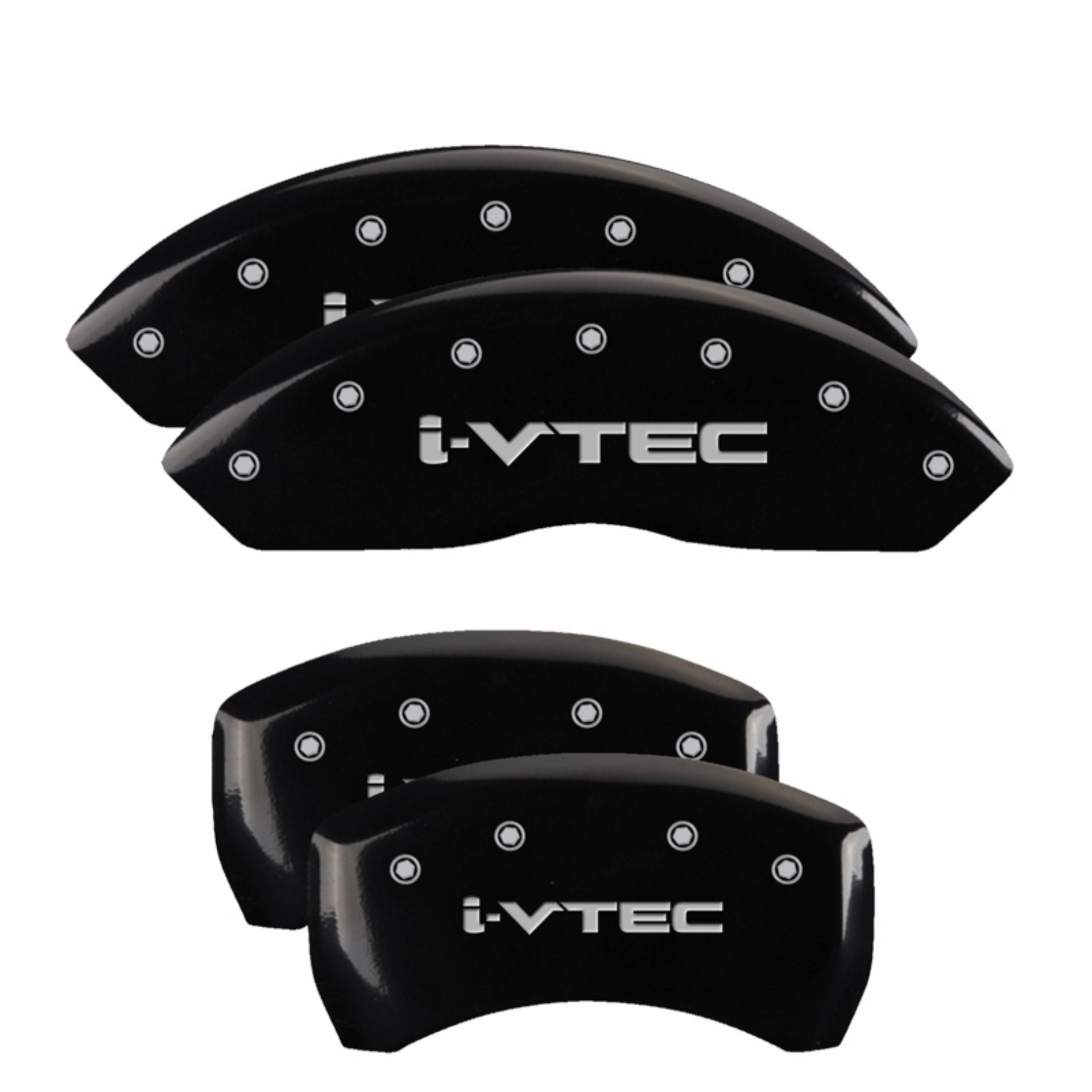 Picture of MGP 4 Caliper Covers Engraved Front & Rear I-Vtec Black Finish Silver Char 2019 Acura RDX