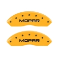 Picture of MGP 2 Caliper Covers Engraved Front Mopar Yellow Finish Black Char 2006 Jeep Wrangler