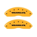 Picture of MGP 2 Caliper Covers Engraved Front Wrangler Yellow Finish Black Char 2006 Jeep Wrangler