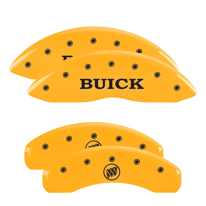 Picture of MGP 4 Caliper Covers Engraved Front Buick Rear Yellow Finish Black Char 2007 Buick Lucerne